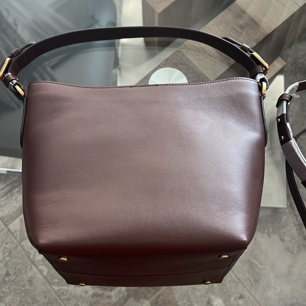 Lauren Ralph Lauren Leather Medium Witley Bucket Bag in Dark Mahogany, New - Picture 7 of 16